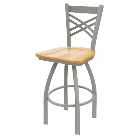 Holland Bar Stool Co 30" Swivel Bar Stool, Nickel Finish, Nat Oak Seat 82030ANNatOak